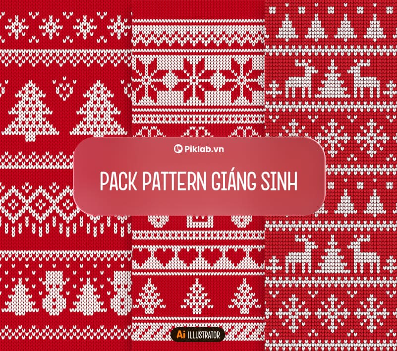 Noel Christmas Design Pattern Pack, Bộ Pattern Hoa Văn Giáng Sinh Đẹp Cho Thiết Kế, Cây Thông, Người Tuyết, Bông Tuyết, Tuần Lộc